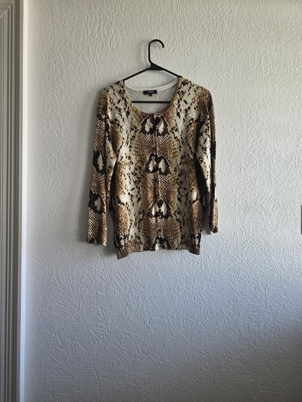 Premise Snakeskin Print Scoop Neck Sweater In Brown, Cream & Black
